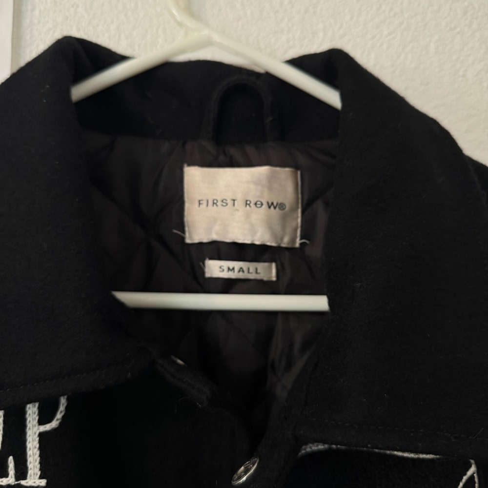 First Row Black Varsity Jacket Wool Blend Faux Le… - image 2